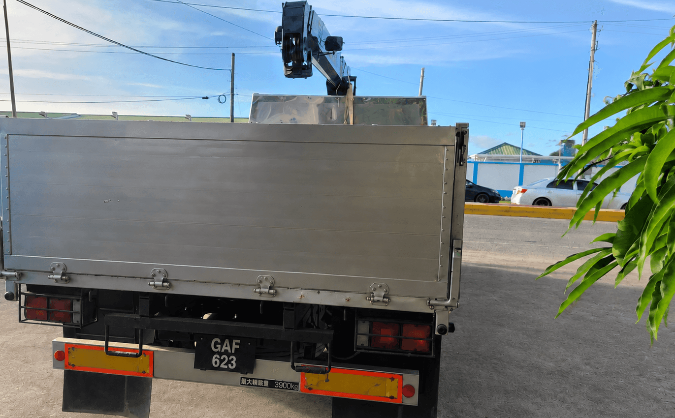 Hiab crane canter truck for lifting and transport services from Barima Rentals